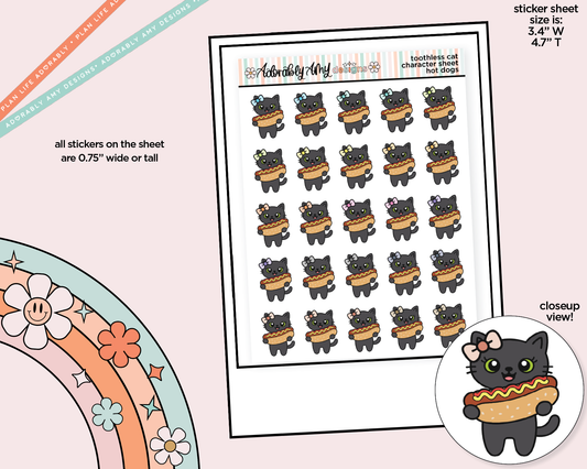 Toothless Cat Hot Dog Decoration Character Planner Stickers - Adorably Amy Designs
