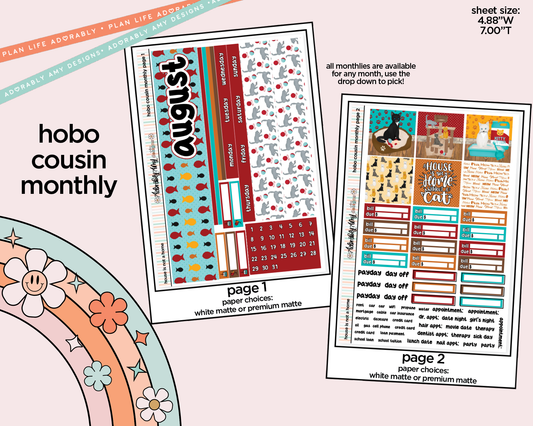 Hobonichi Cousin Monthly Pick Your Month A House Isn't a Home Without a Cat Planner Sticker Kit for Hobo Cousin or Similar Planners (Copy)