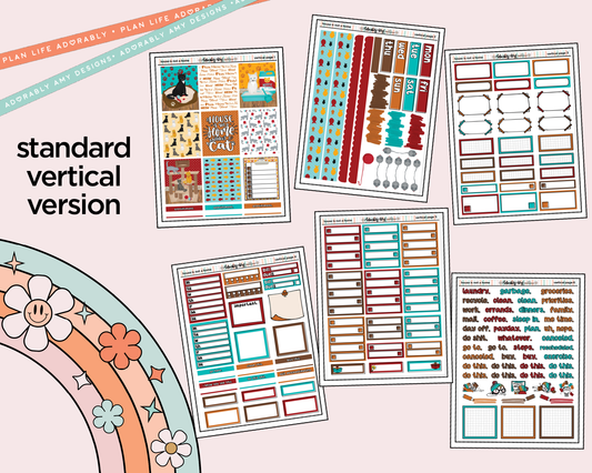 Vertical A House Isn't a Home Without a Cat Weekly Sticker Kit for Vertical Standard Size Planners or Insert