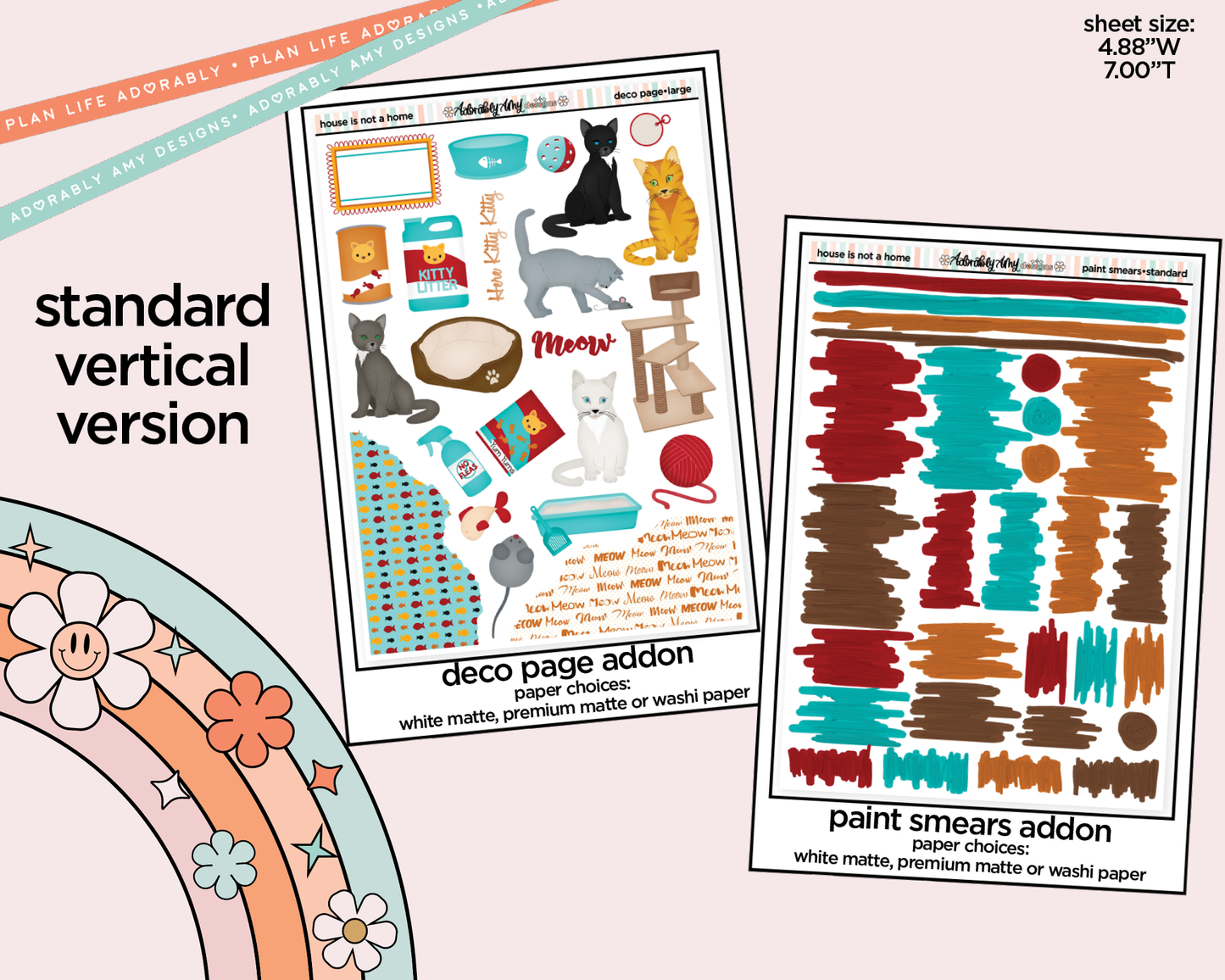 Vertical A House Isn't a Home Without a Cat Weekly Sticker Kit for Vertical Standard Size Planners or Insert