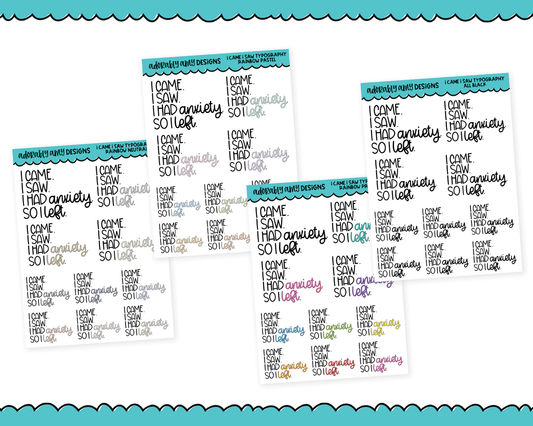 Rainbow or Black I Came I Saw Snarky Typography Planner Stickers for any Planner or Insert