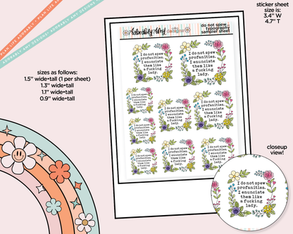 I Do Not Spew Profanities Typography Sampler Planner Stickers - Adorably Amy Designs