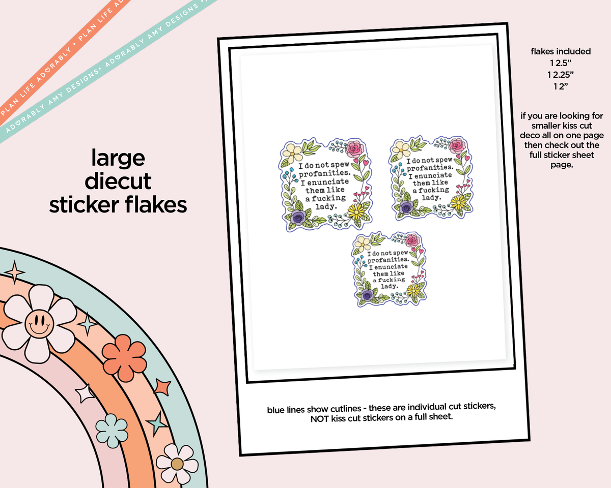 I Do Not Spew Profanities Typography Sampler Planner Stickers - Adorably Amy Designs