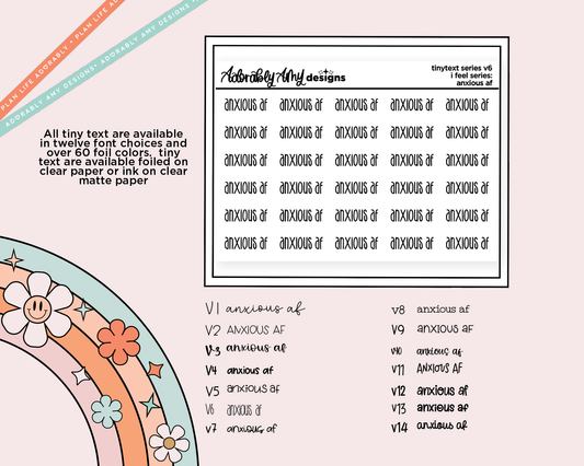 Foiled Tiny Text Series - Feelings Series - Anxious AF Checklist Size Planner Sticker Sheet