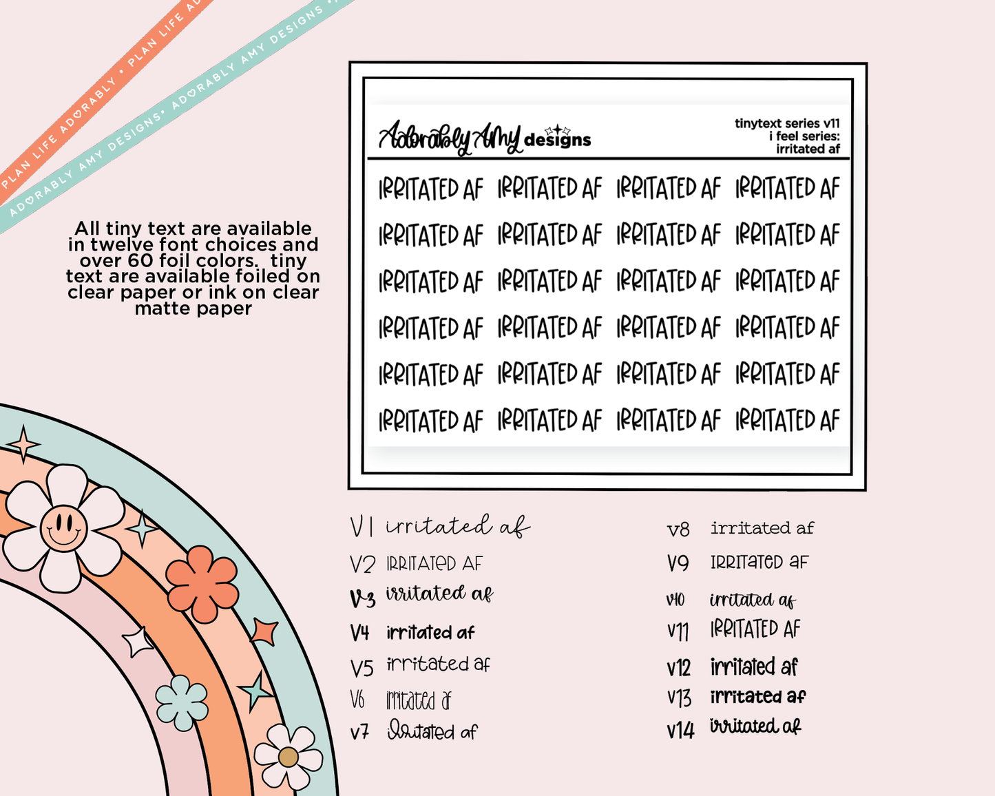 Foiled Tiny Text Series - Feelings Series - Irritated AF Checklist Size Planner Sticker Sheet