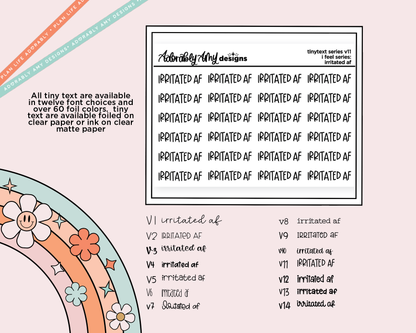 Foiled Tiny Text Series - Feelings Series - Irritated AF Checklist Size Planner Sticker Sheet