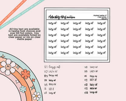 Foiled Tiny Text Series - Feelings Series - Lazy AF Checklist Size Planner Sticker Sheet