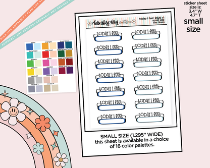 Rainbow Small Size Today I Feel: 2026 - 2 Versions Mood Tracker Boxes Small Size Planner Stickers for Hobonichi Cousin Size Planners - Adorably Amy Designs