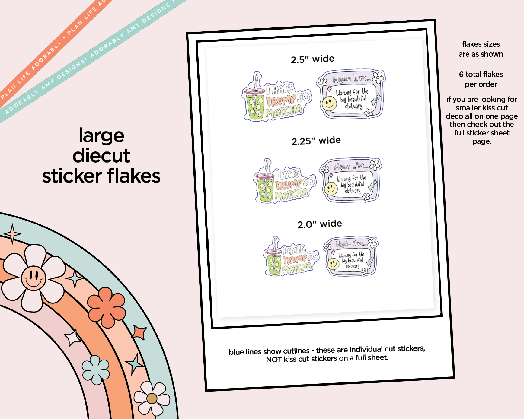 I Hate Trump so Matcha Typography Sampler Planner Stickers - Adorably Amy Designs