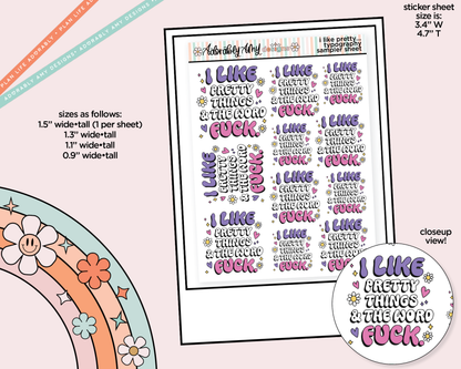 I Like Pretty Things & the Word Fuck Typography Sampler Planner Stickers - Adorably Amy Designs