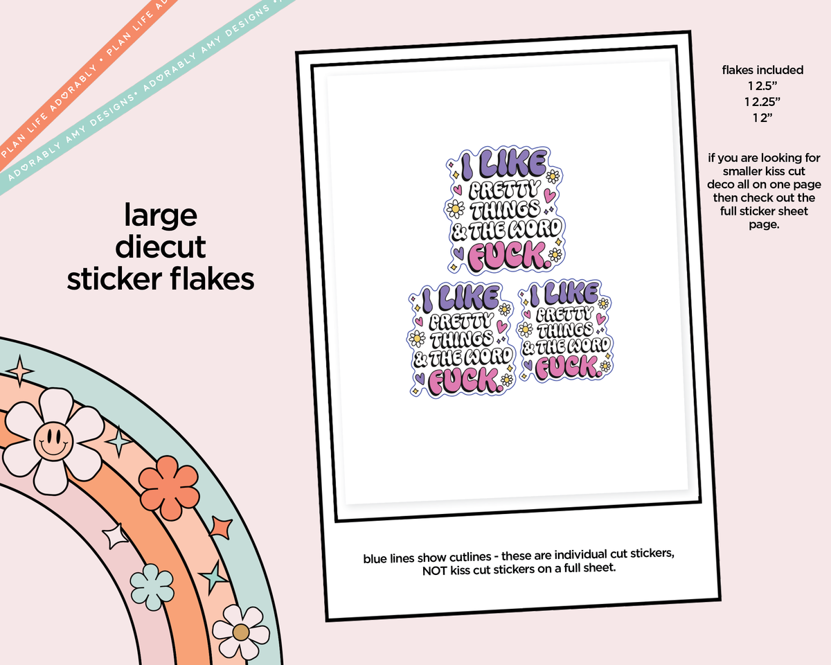 I Like Pretty Things & the Word Fuck Typography Sampler Planner Stickers - Adorably Amy Designs