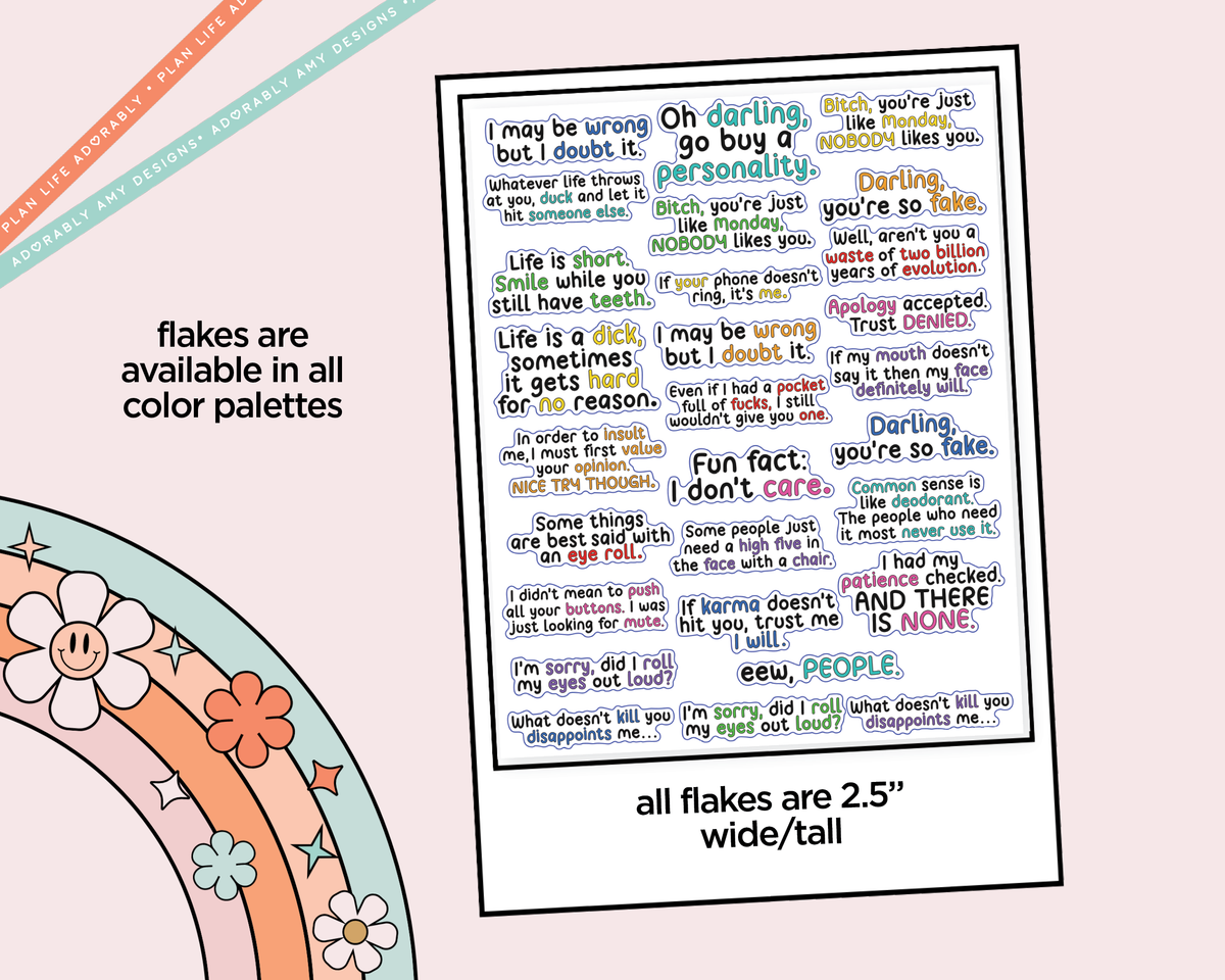 Rainbow or Black I May Be Wrong, But I Doubt It Typography Planner Stickers - Adorably Amy Designs
