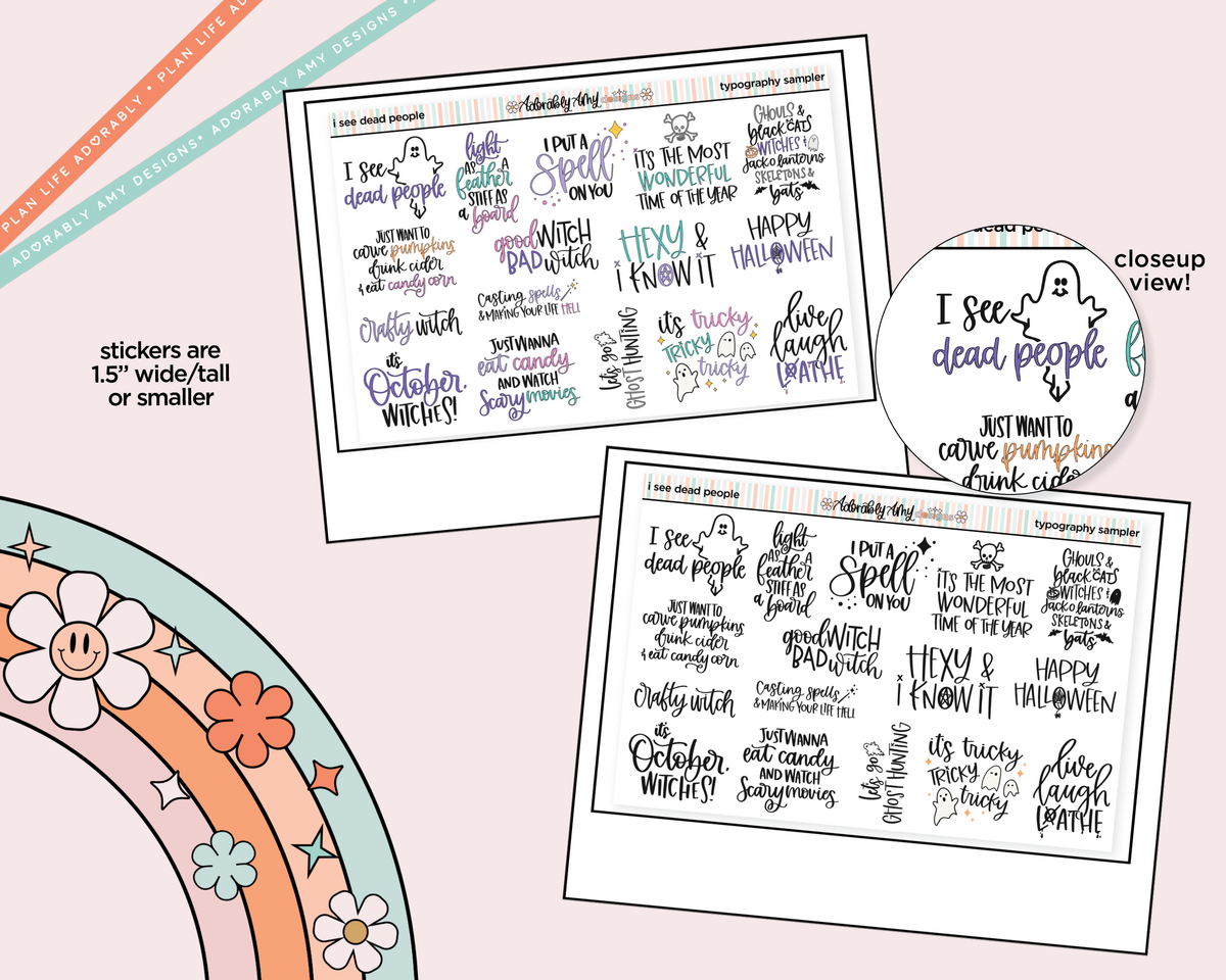 I See Dead People Typography Sampler Planner Stickers