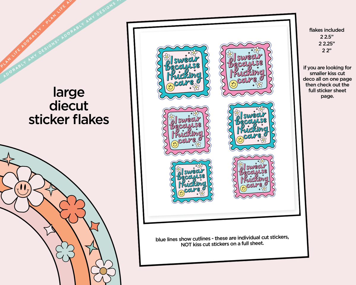 I Swear Because I Fucking Care Typography Sampler Planner Stickers - Adorably Amy Designs