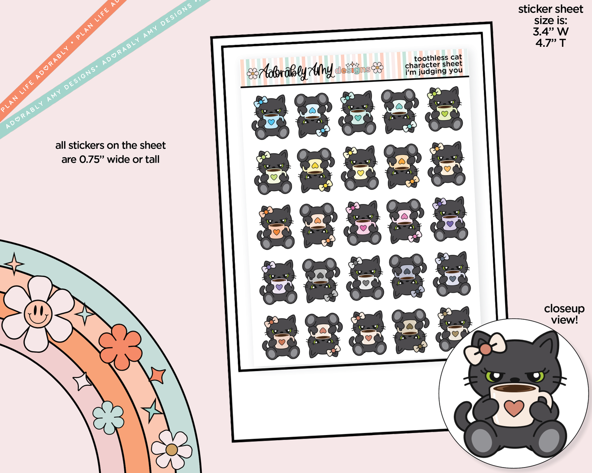 Toothless Cat I'm Judging You Decoration Character Planner Stickers - Adorably Amy Designs