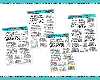 Rainbow or Black I'm Worse Typography Planner Stickers for any Planner or Insert