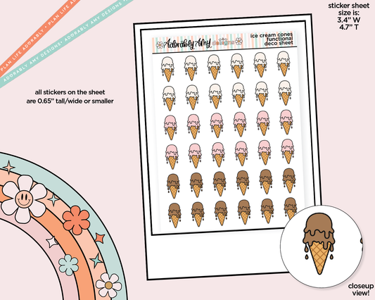 Ice Cream Cones - Get Ice Cream Doodled Icon Stickers - Adorably Amy Designs