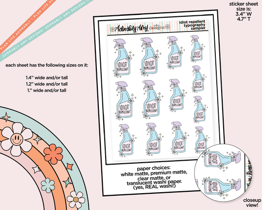Idiot Repellent Typography Sampler Planner Stickers