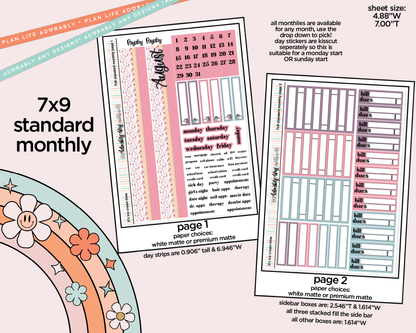 Standard 7x9 Monthly Pick Your Month It's Ice Cream Time Planner Sticker Kit for some 7x9 Planners