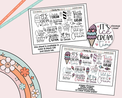 It's Ice Cream Time Deco Typography Sampler Planner Stickers