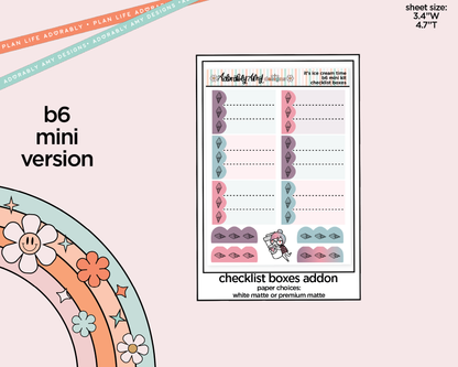 Mini B6 It's Ice Cream Time Weekly Planner Sticker Kit sized for ANY Vertical Insert