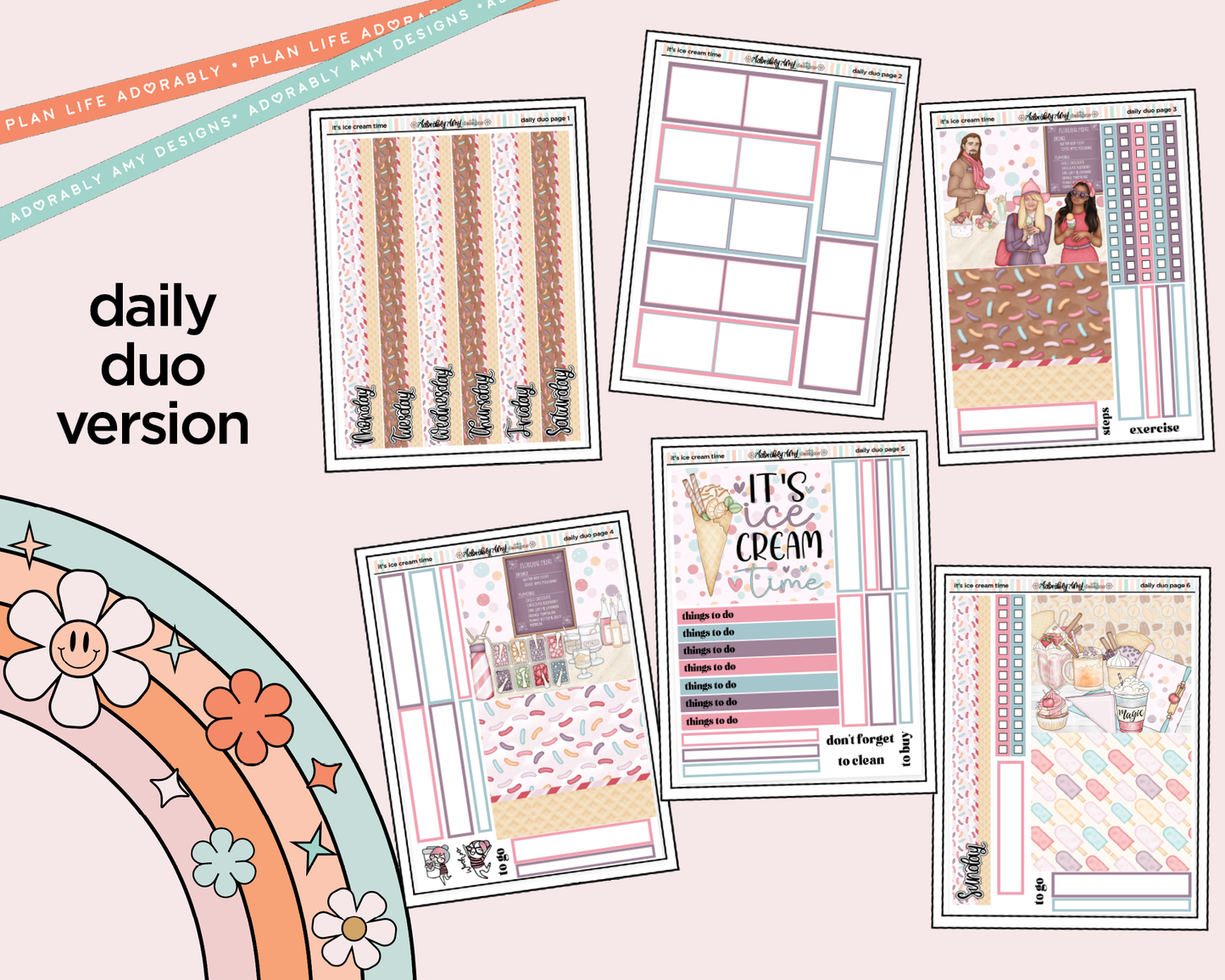 Daily Duo It's Ice Cream Time Weekly Planner Sticker Kit for Daily Duo Planner