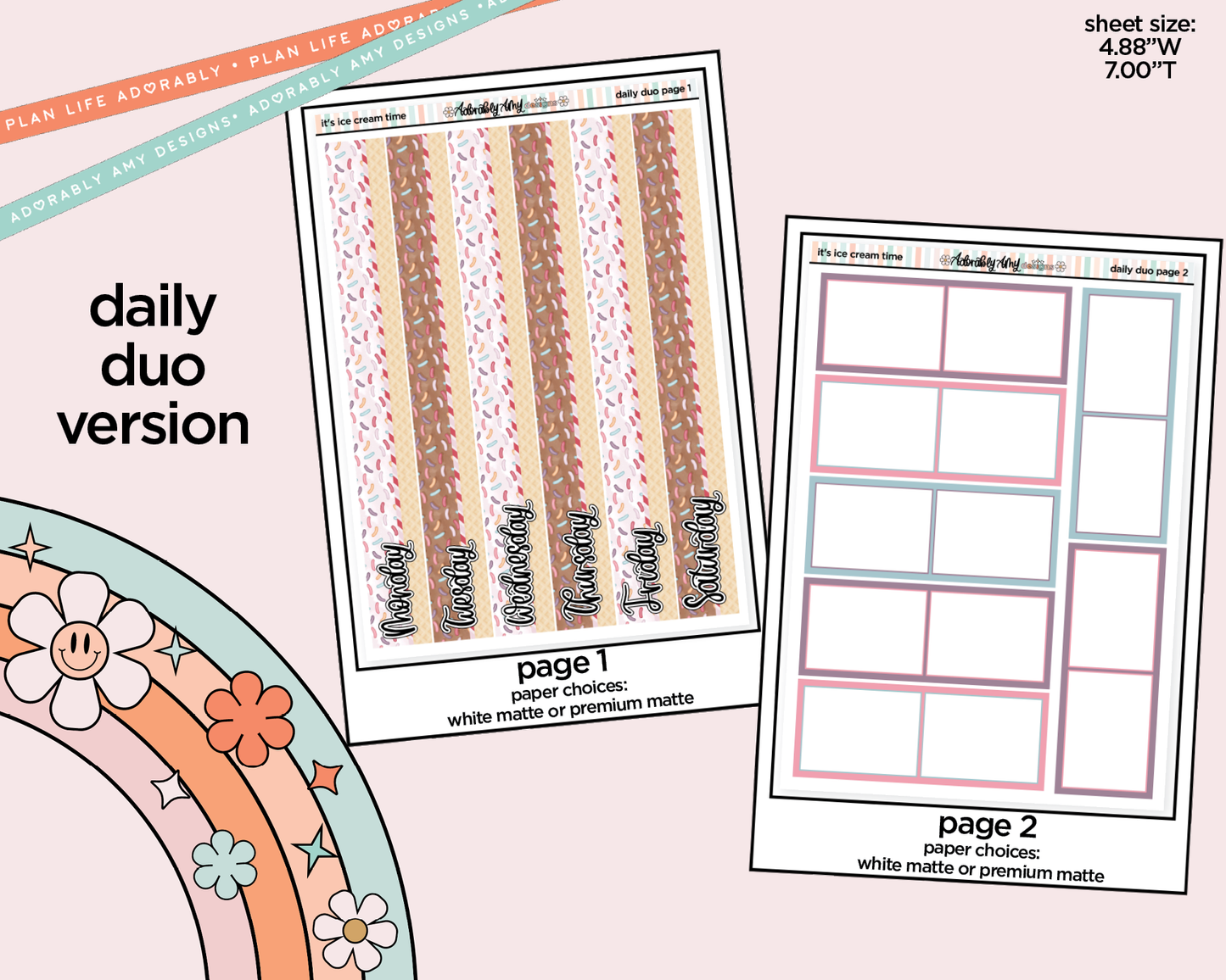 Daily Duo It's Ice Cream Time Weekly Planner Sticker Kit for Daily Duo Planner