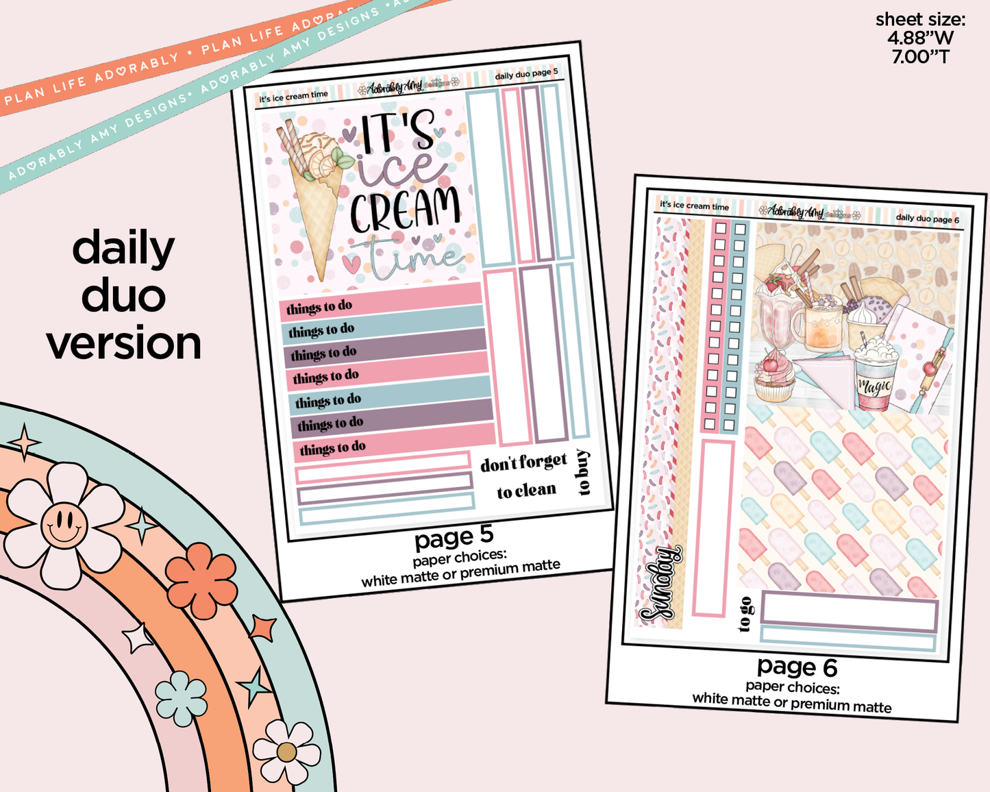 Daily Duo It's Ice Cream Time Weekly Planner Sticker Kit for Daily Duo Planner