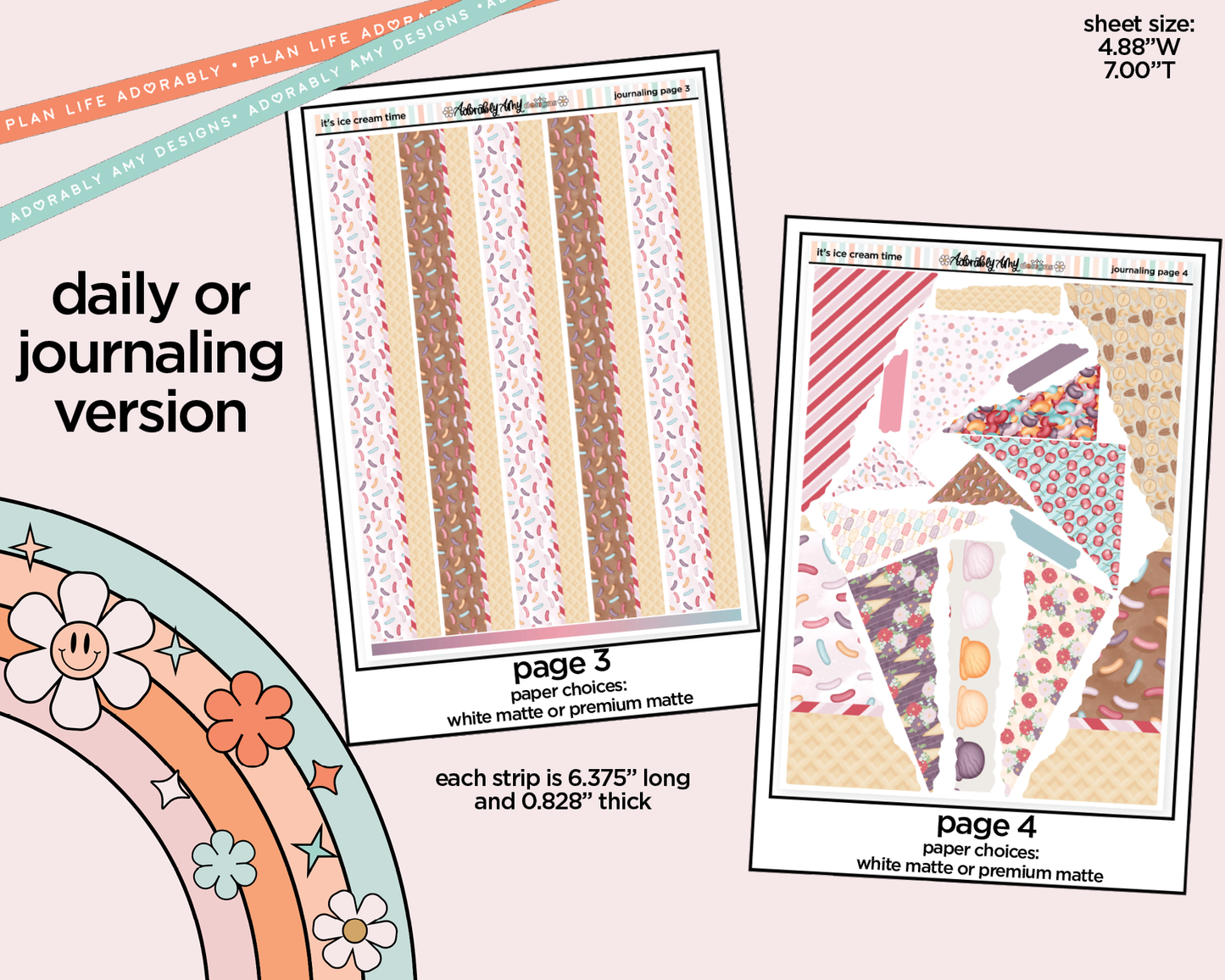 Journaling and Daily Planning It's Ice Cream Time Planner Sticker Kit