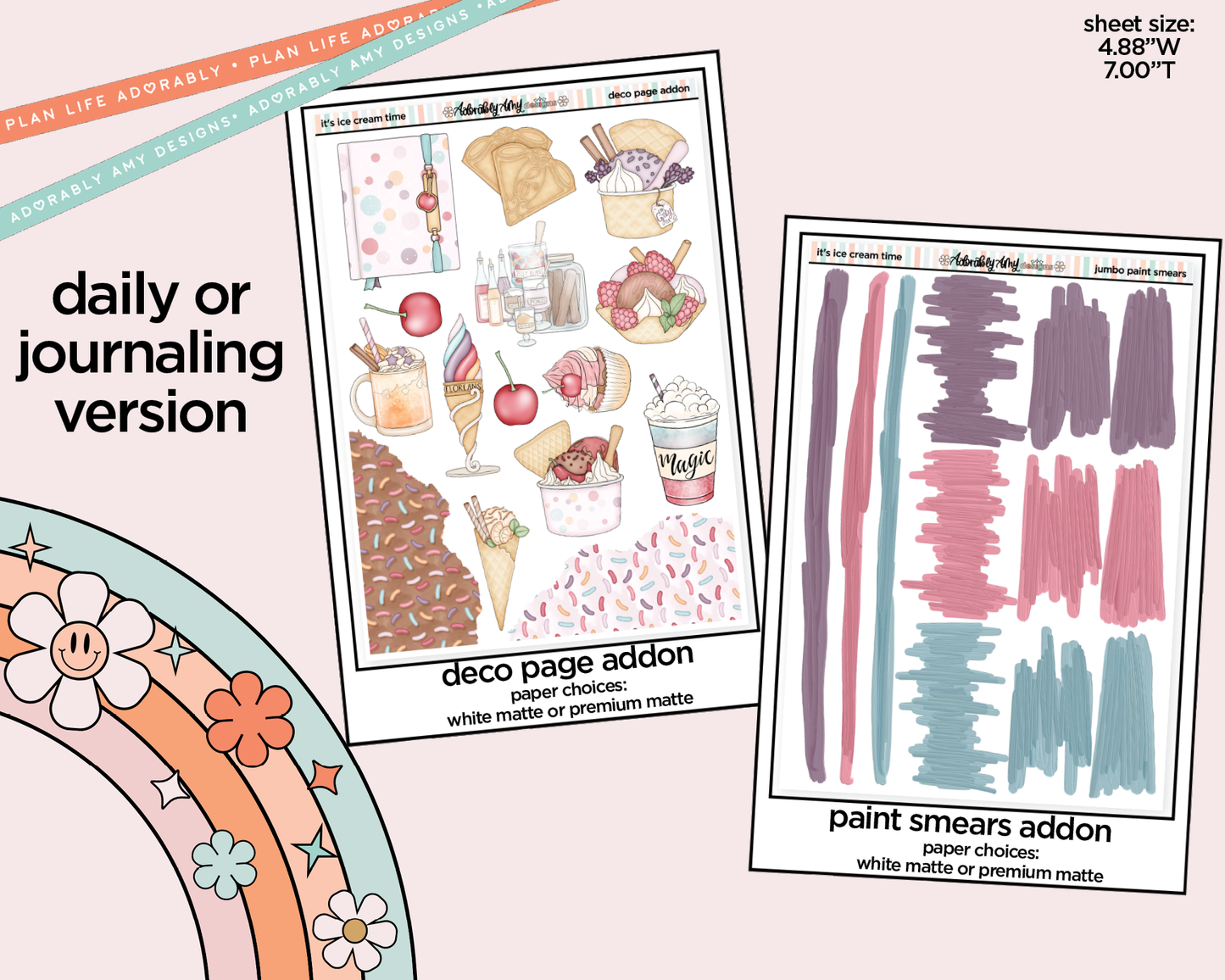 Journaling and Daily Planning It's Ice Cream Time Planner Sticker Kit