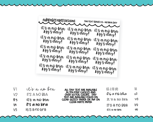 Foiled Tiny Text Series - It's a No Bra Checklist Size Planner Stickers for any Planner or Insert
