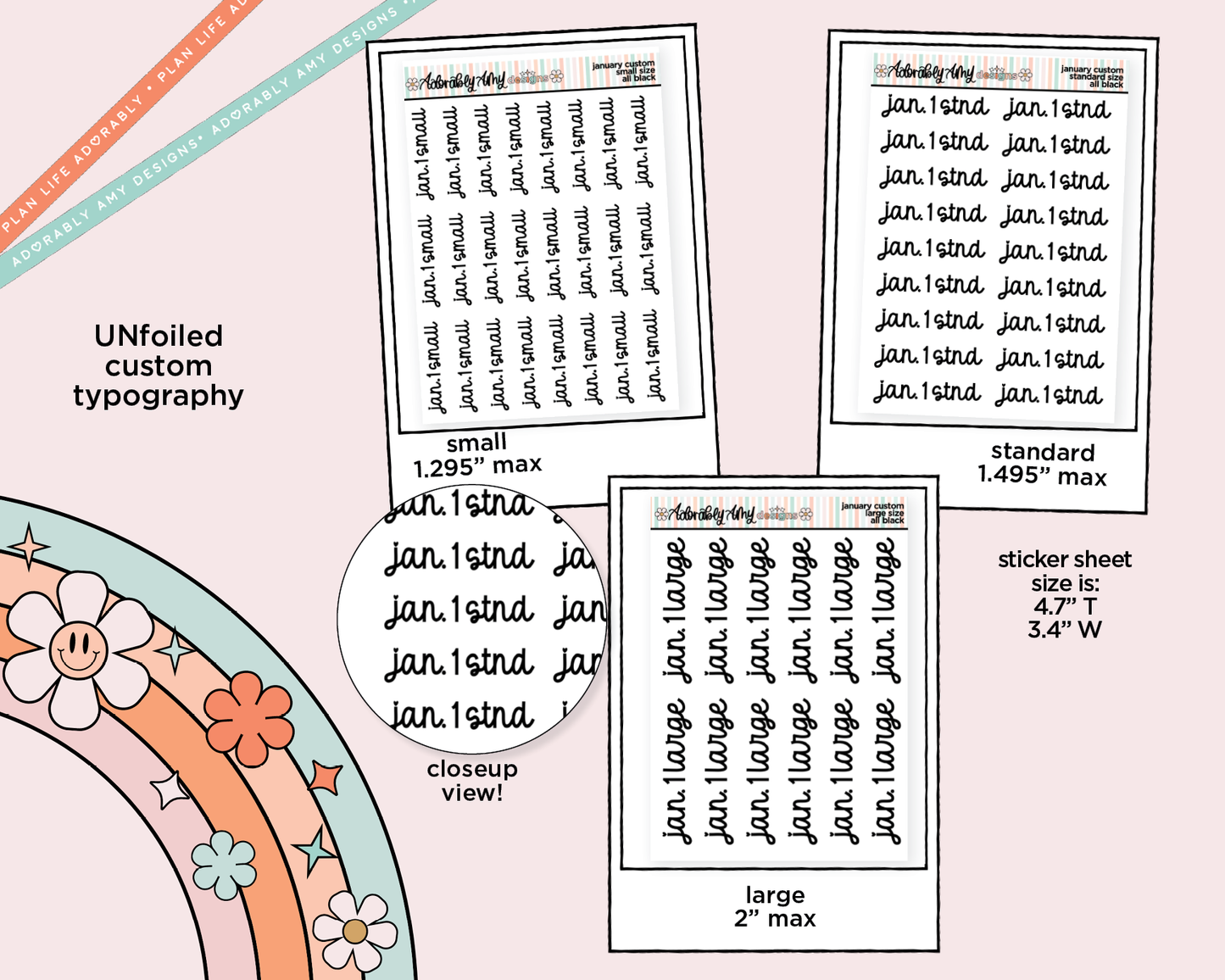 January 2026 LE Custom Typography Sticker Reminder Planner Stickers