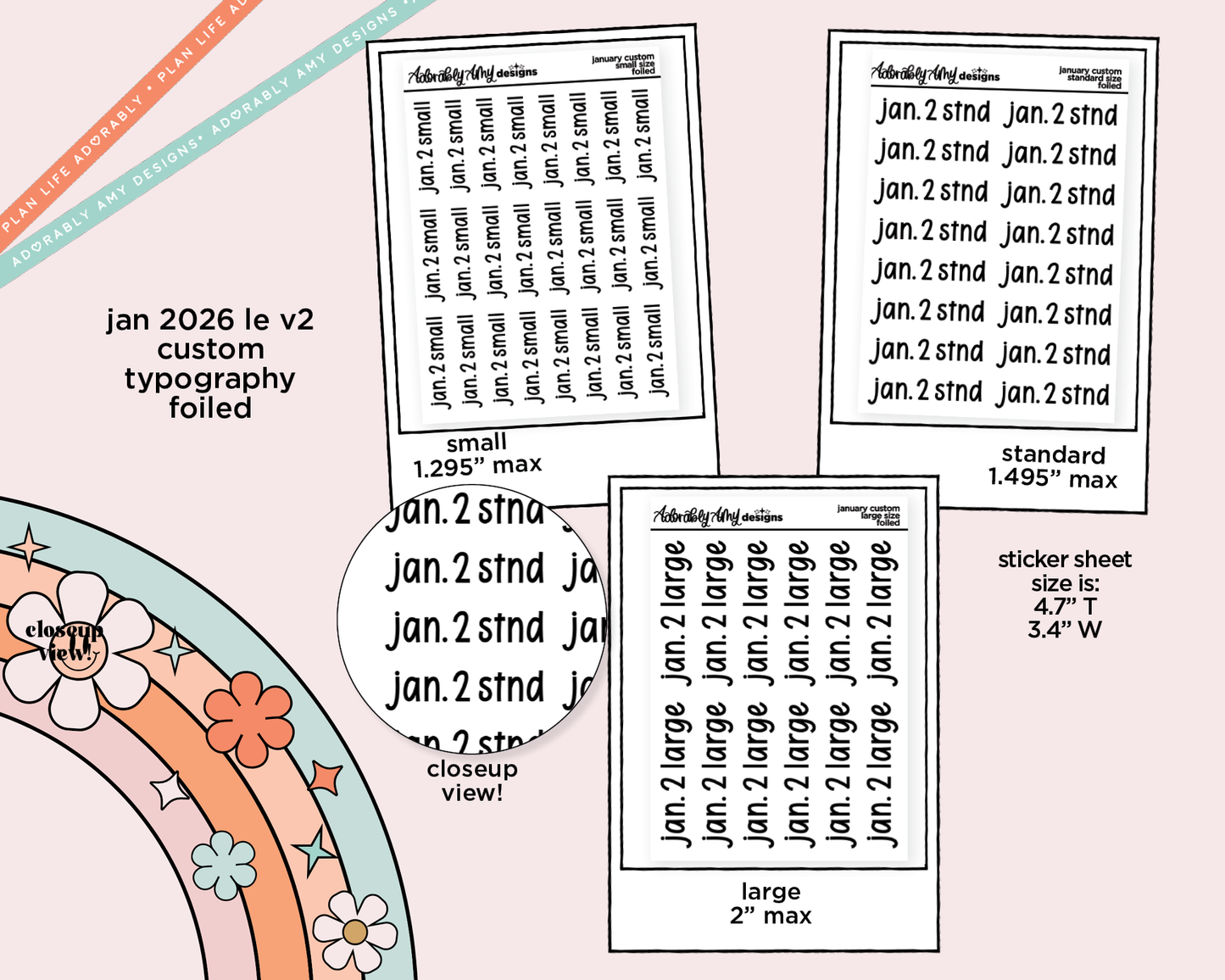 January LE Foiled Custom Word/Phrase Stickers Planner Stickers