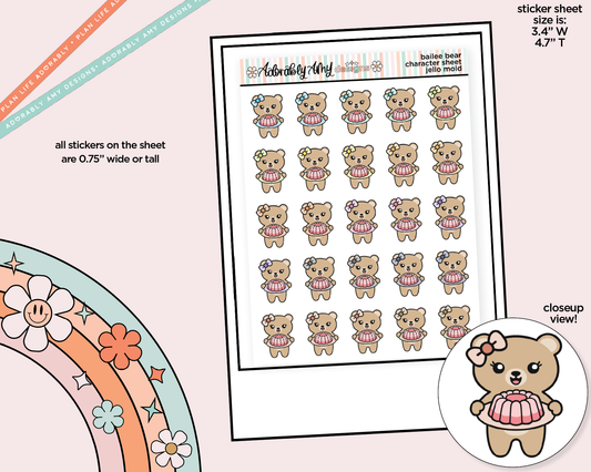 Bailee Bear Jello Mold Decoration Character Planner Stickers - Adorably Amy Designs