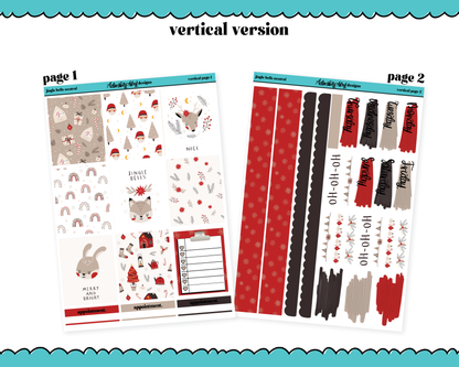 Vertical Jingle Bells Neutral Christmas Themed Planner Sticker Kit for Vertical Standard Size Planners or Inserts