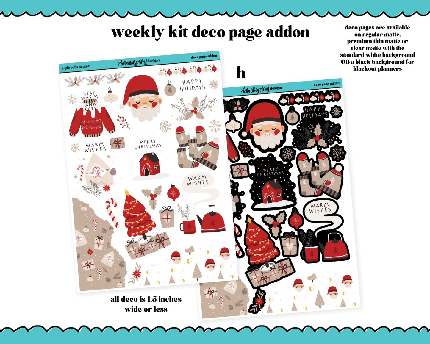 Jingle Bells Neutral Christmas Themed Weekly Kit Addons - All Sizes - Deco, Smears and More!