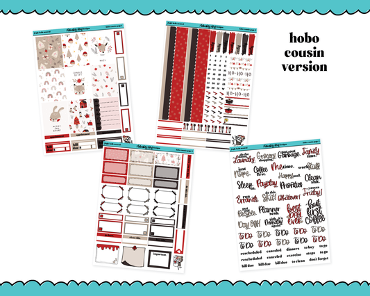 Hobonichi Cousin Weekly Jingle Bells Neutral Christmas Themed Planner Sticker Kit for Hobo Cousin or Similar Planners