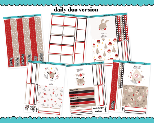 Daily Duo Jingle Bells Neutral Christmas Themed Weekly Planner Sticker Kit for Daily Duo Planner