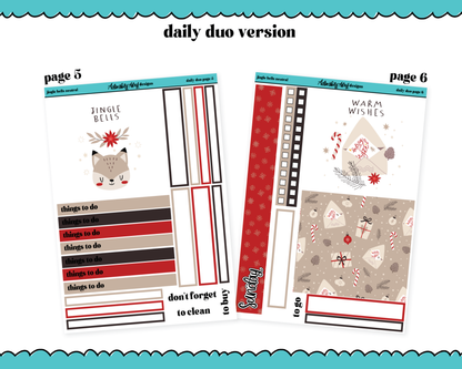 Daily Duo Jingle Bells Neutral Christmas Themed Weekly Planner Sticker Kit for Daily Duo Planner