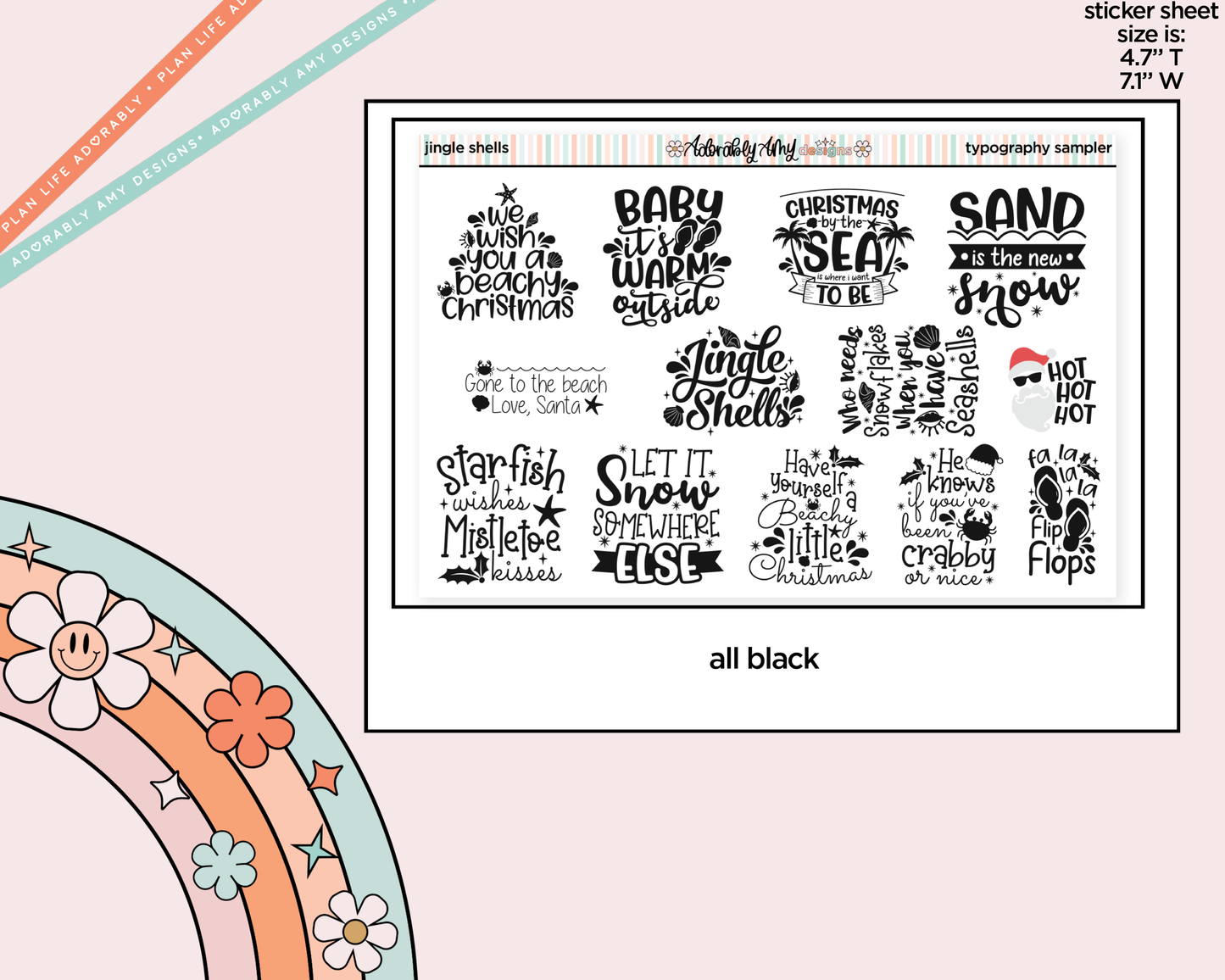 Jingle Shells Typography Sampler Planner Stickers