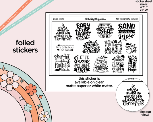 Foiled Jingle Shells Deco Typography Sampler Planner Stickers - Adorably Amy Designs