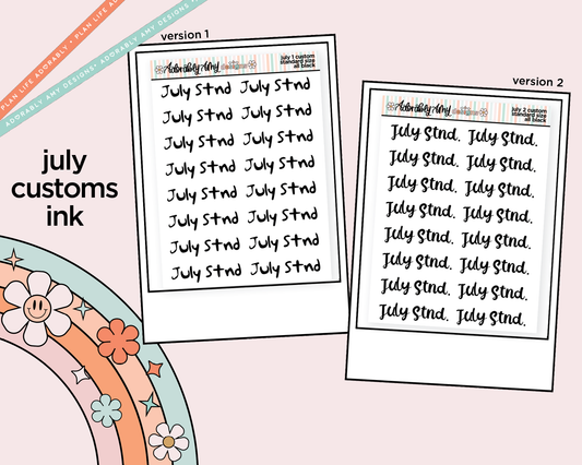July 2026 LE Custom Typography Sticker Reminder Planner Stickers