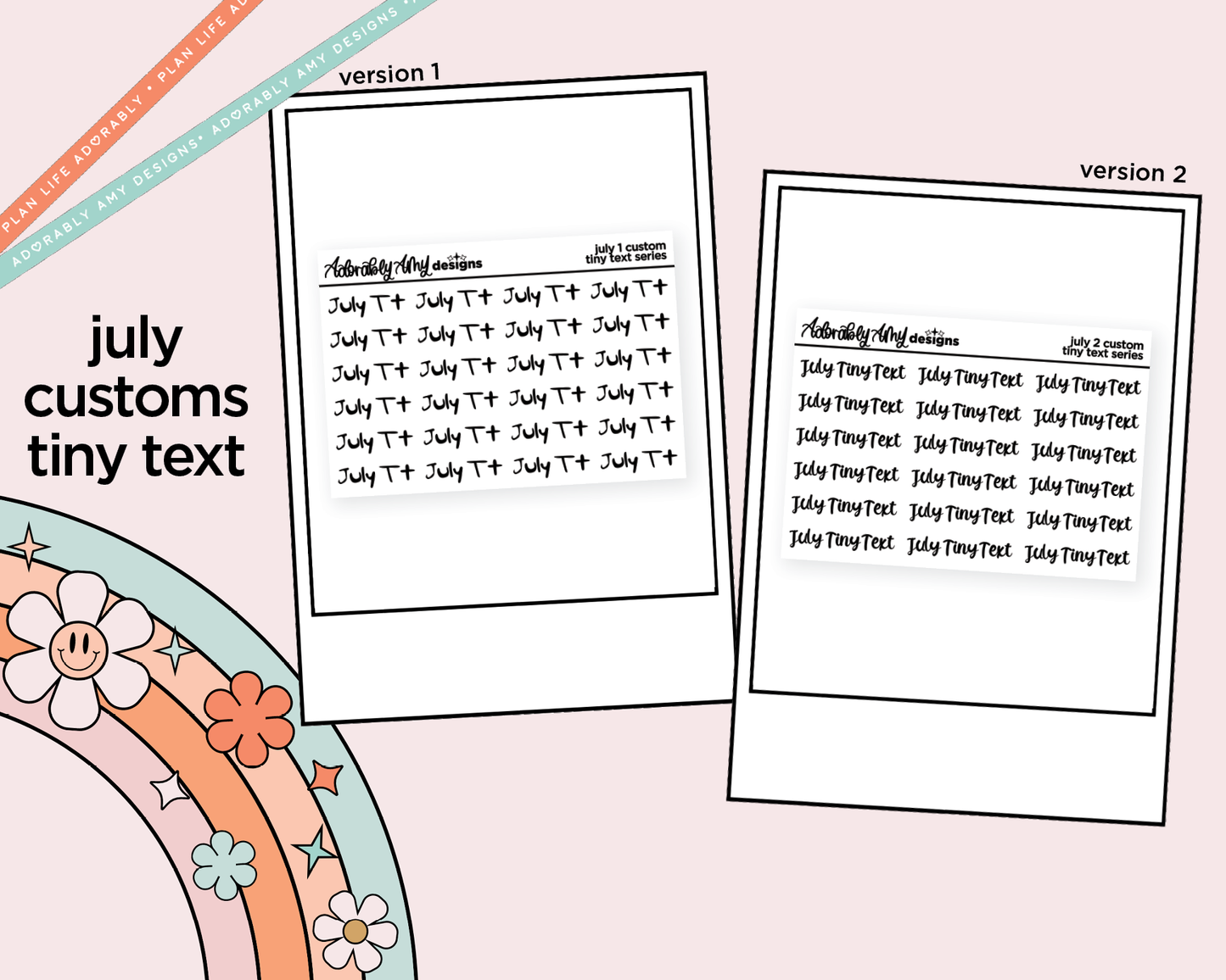 July 2026 LE Font Custom Foiled Tiny Text Sticker Sheet Planner Stickers
