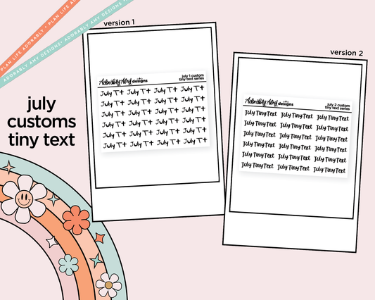 July 2026 LE Font Custom Foiled Tiny Text Sticker Sheet Planner Stickers