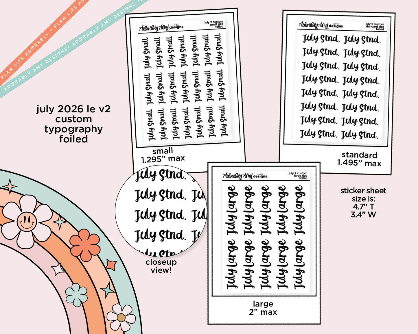 July 2026 LE Foiled Custom Word/Phrase Stickers Planner Stickers