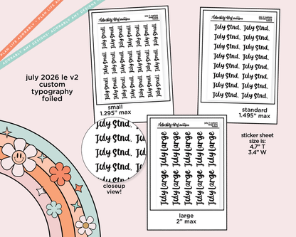 July 2026 LE Foiled Custom Word/Phrase Stickers Planner Stickers