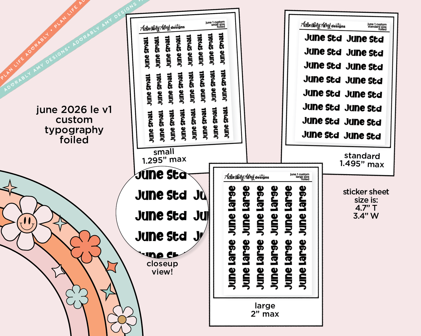 June 2026 LE Foiled Custom Word/Phrase Stickers Planner Stickers