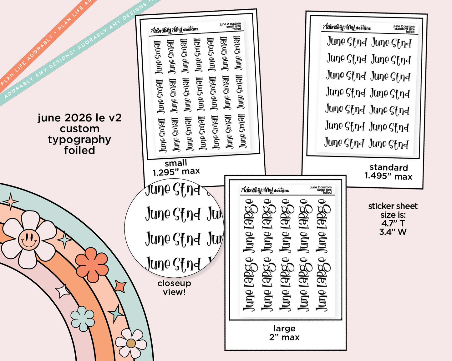 June 2026 LE Foiled Custom Word/Phrase Stickers Planner Stickers
