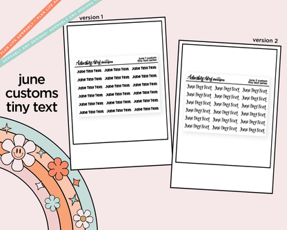 June 2026 LE Font Custom Foiled Tiny Text Sticker Sheet Planner Stickers