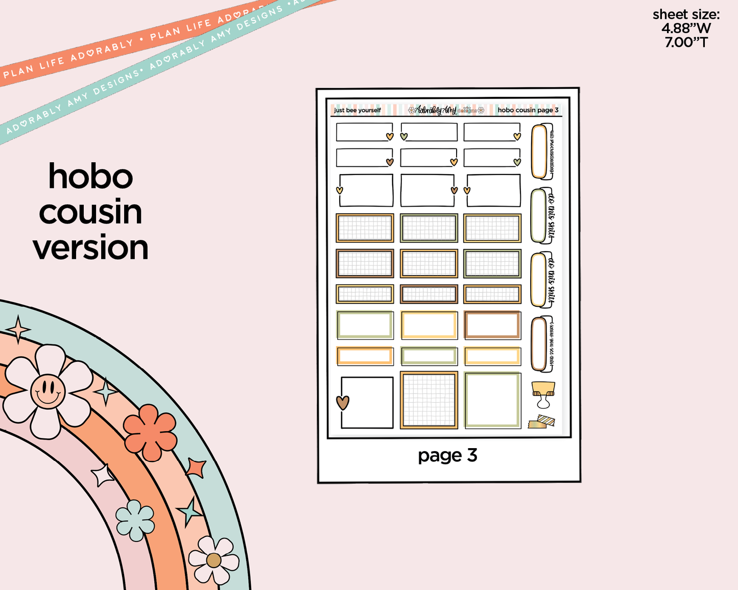 Hobonichi Cousin Weekly Just Bee Yourself Planner Sticker Kit for Hobo Cousin or Similar Planners